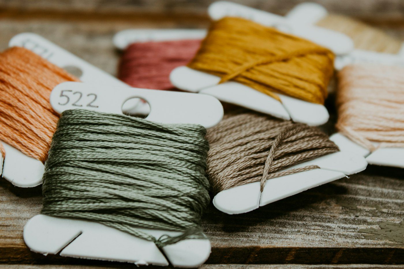 Spools of embroidery thread