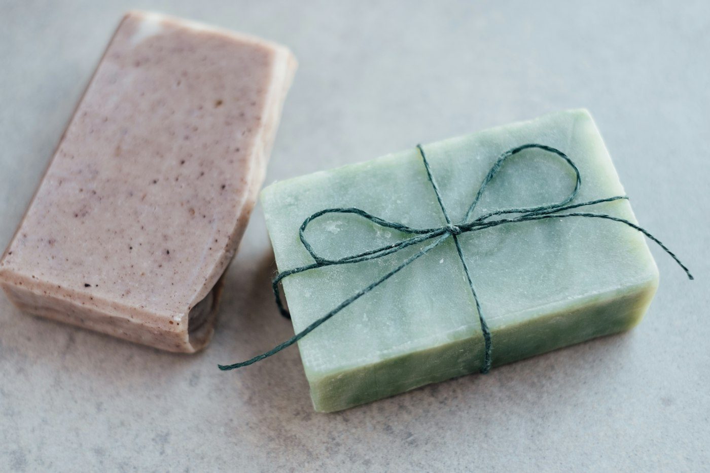 Bars of handmade soap tied with twine